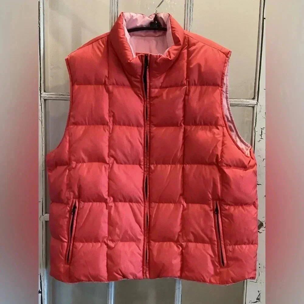 Women’s Land’s End Reversible Puffer Vest Pink XL